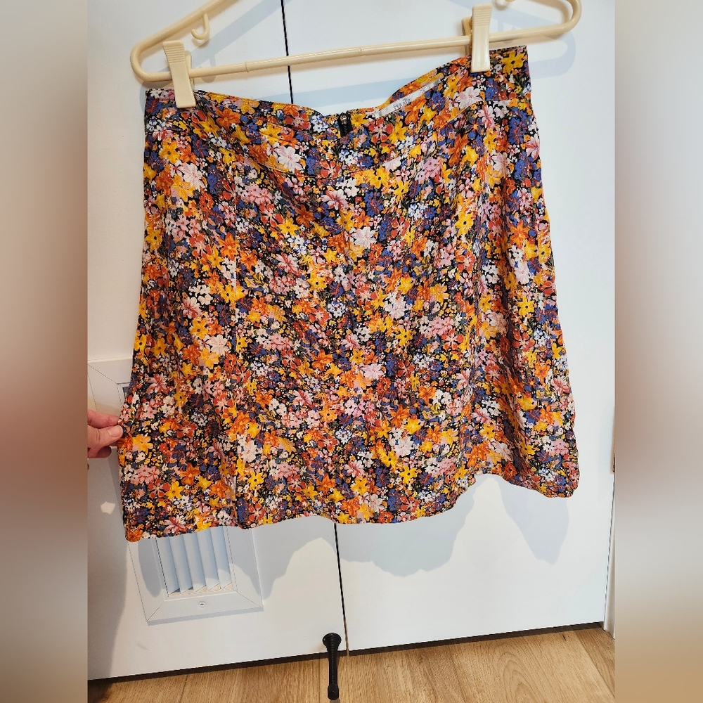 Twik Yellow Orange Skater Mini Skirt for Casual Wear